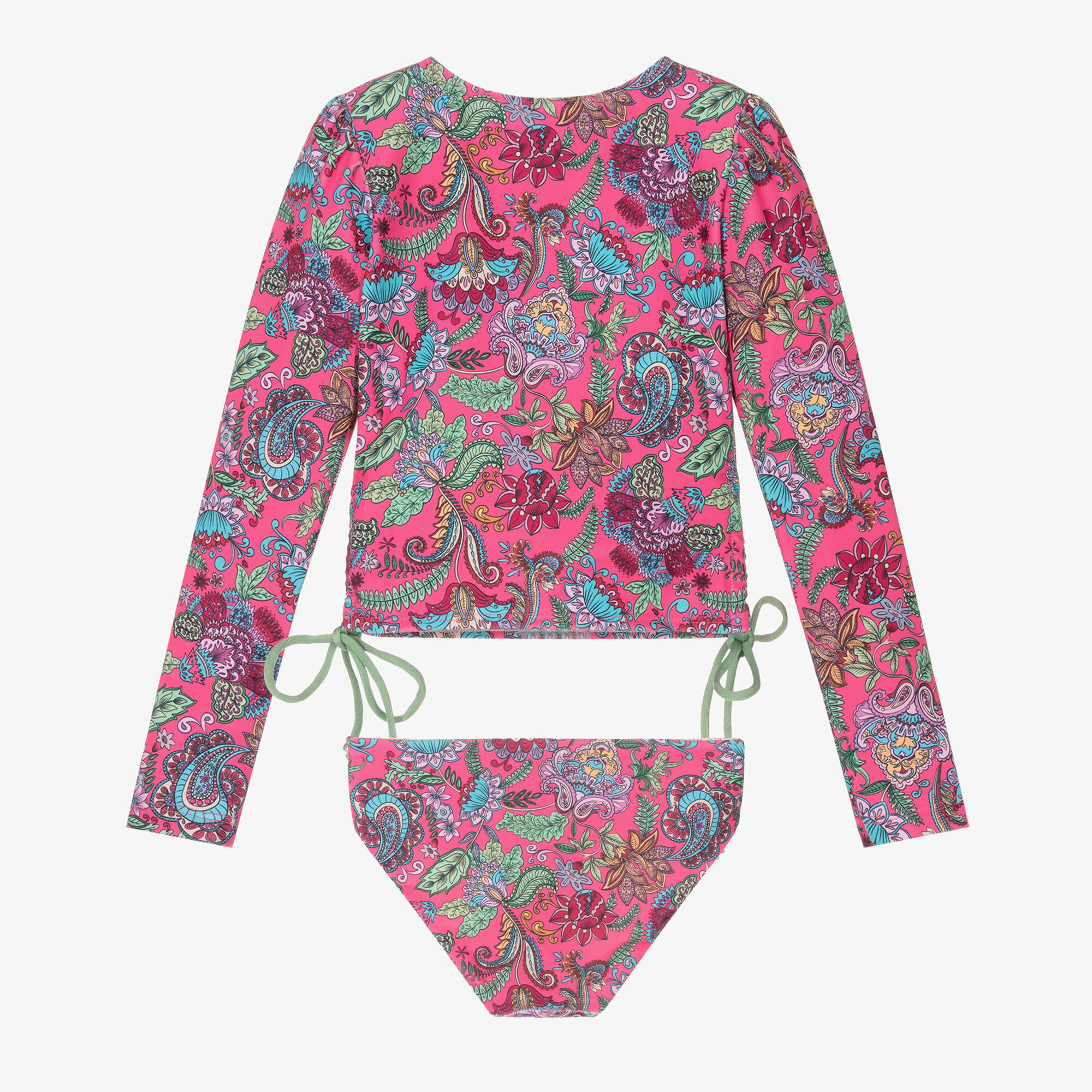 Olga Valentine - Girls Pink Paisley Print Tankini (UPF50+) | Childrensalon