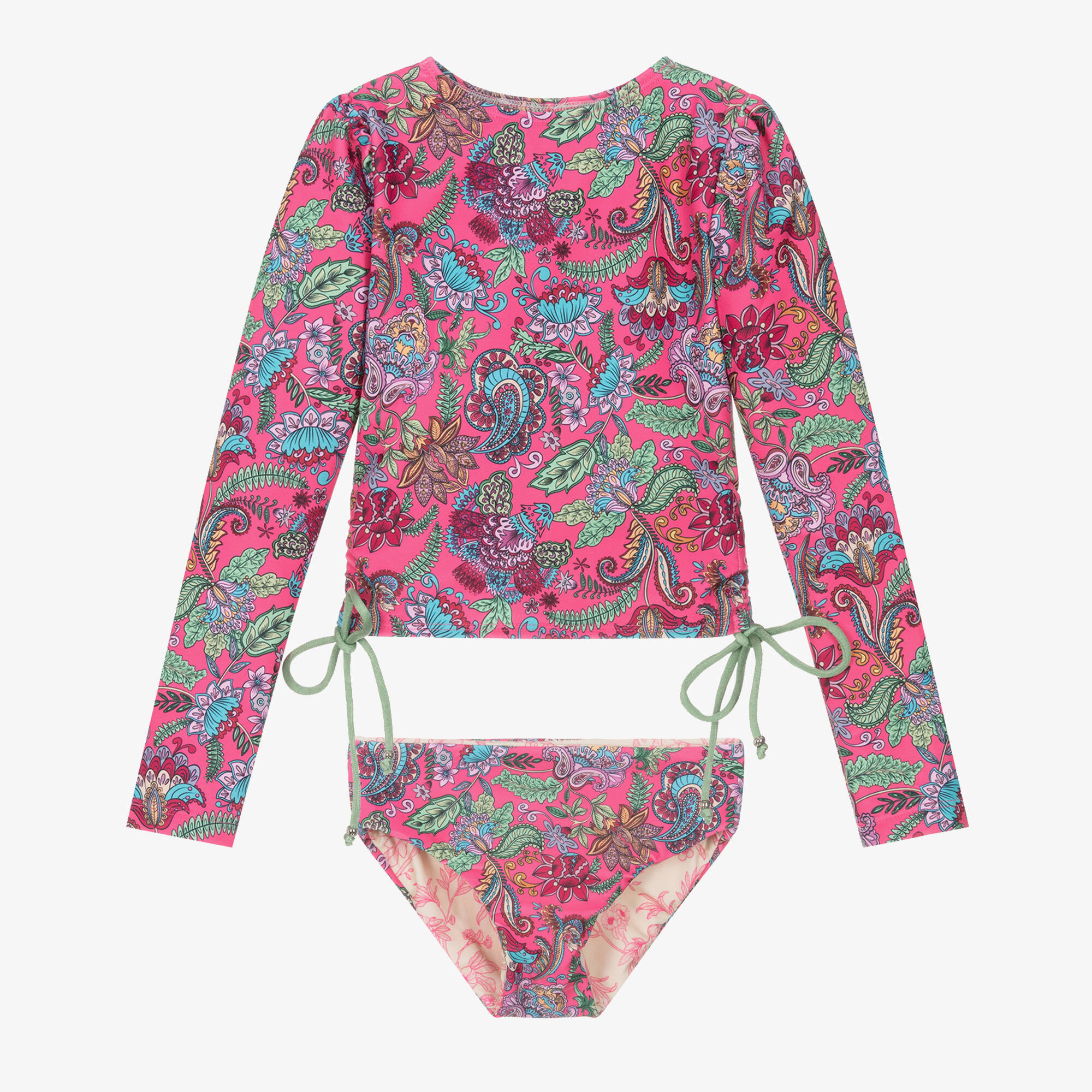 Olga Valentine - Girls Pink Paisley Print Tankini (UPF50+) | Childrensalon
