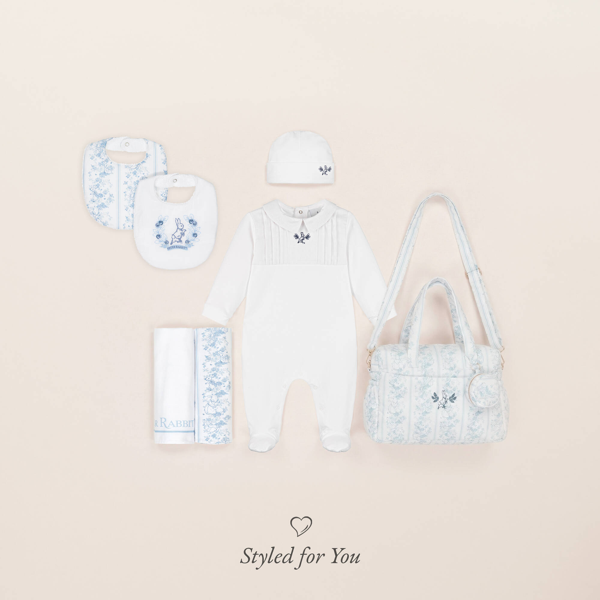 Peter Rabbit™ by Childrensalon - White Cotton Babygrow & Hat Set ...