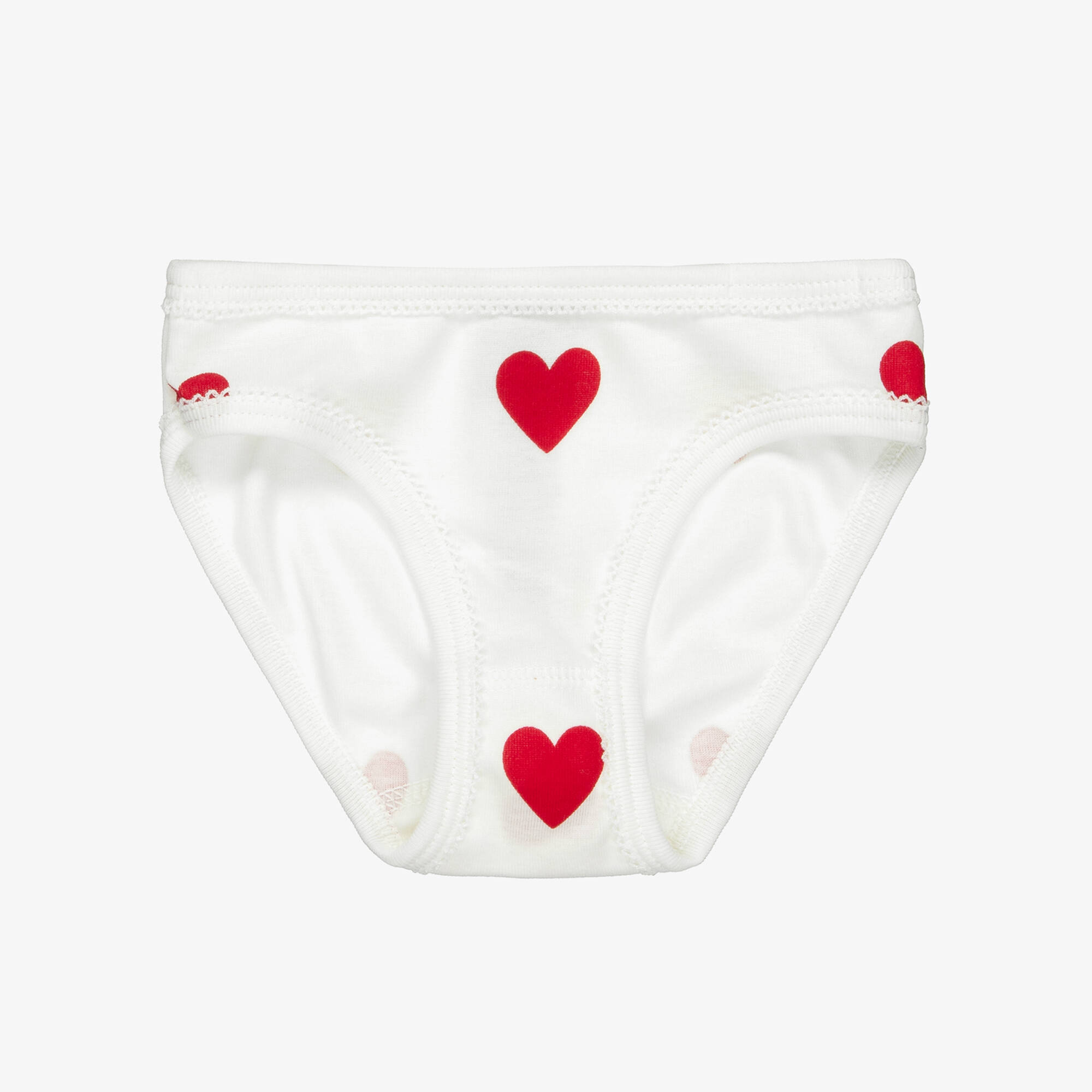 Children Kinickers Petit Bateau - Girls Ivory Cotton Knickers with Red Hearts (3 Pack ...