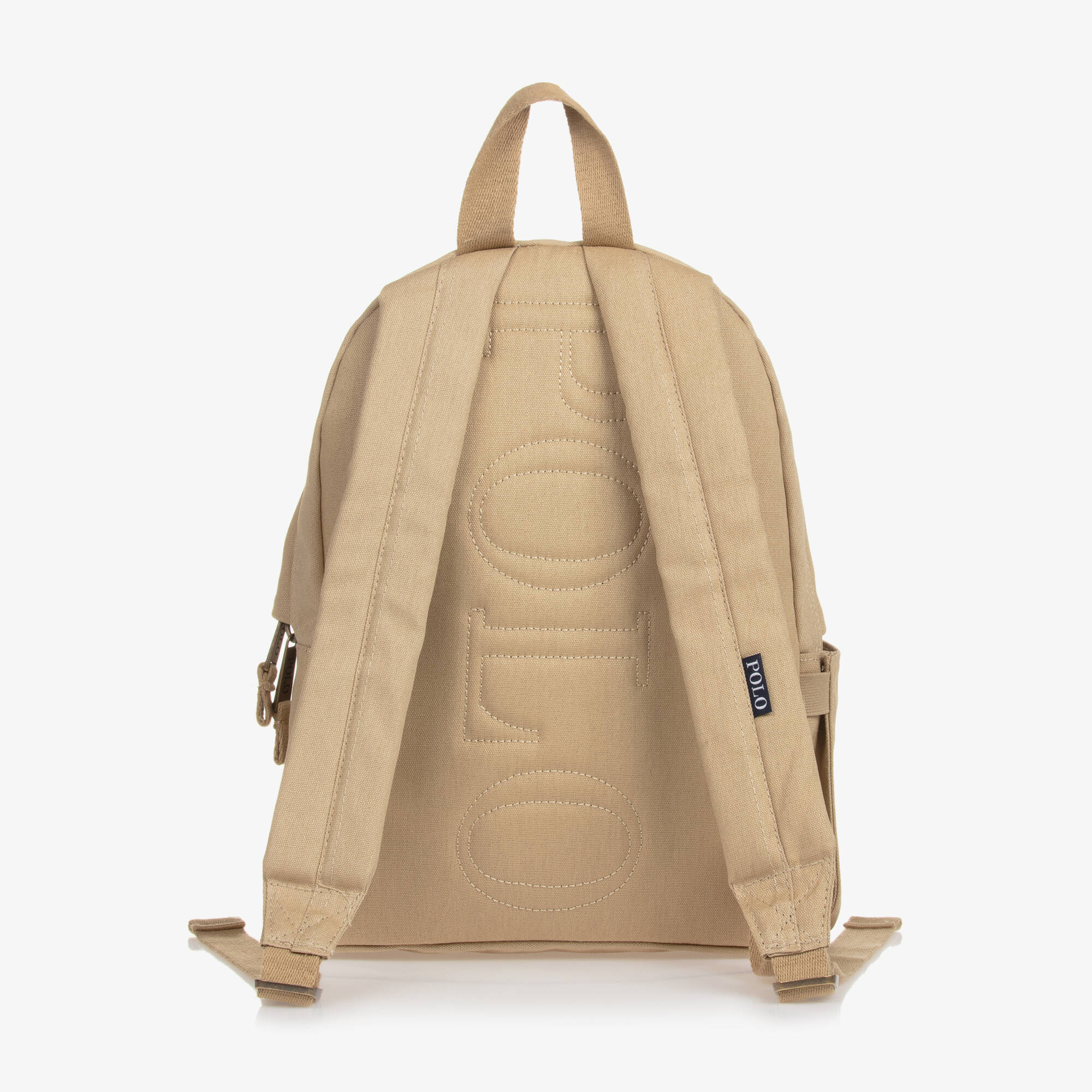 Ralph Lauren - Boys Beige Canvas Polo Bear Backpack (37cm) | Childrensalon