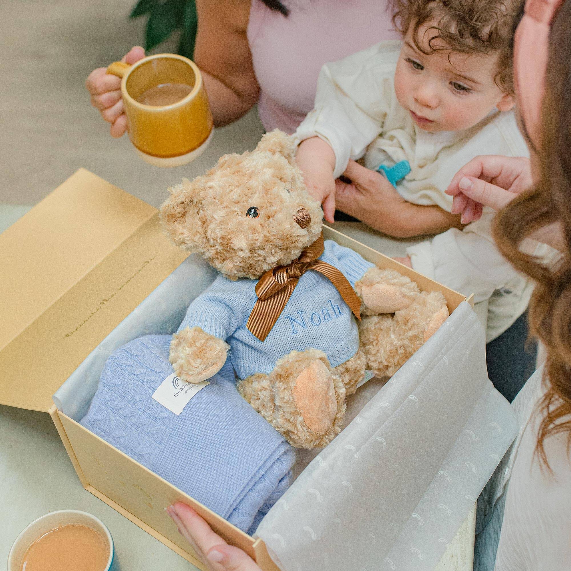 The Baby Gifting Company - Blue Cashmere Personalised Baby Gift Set ...