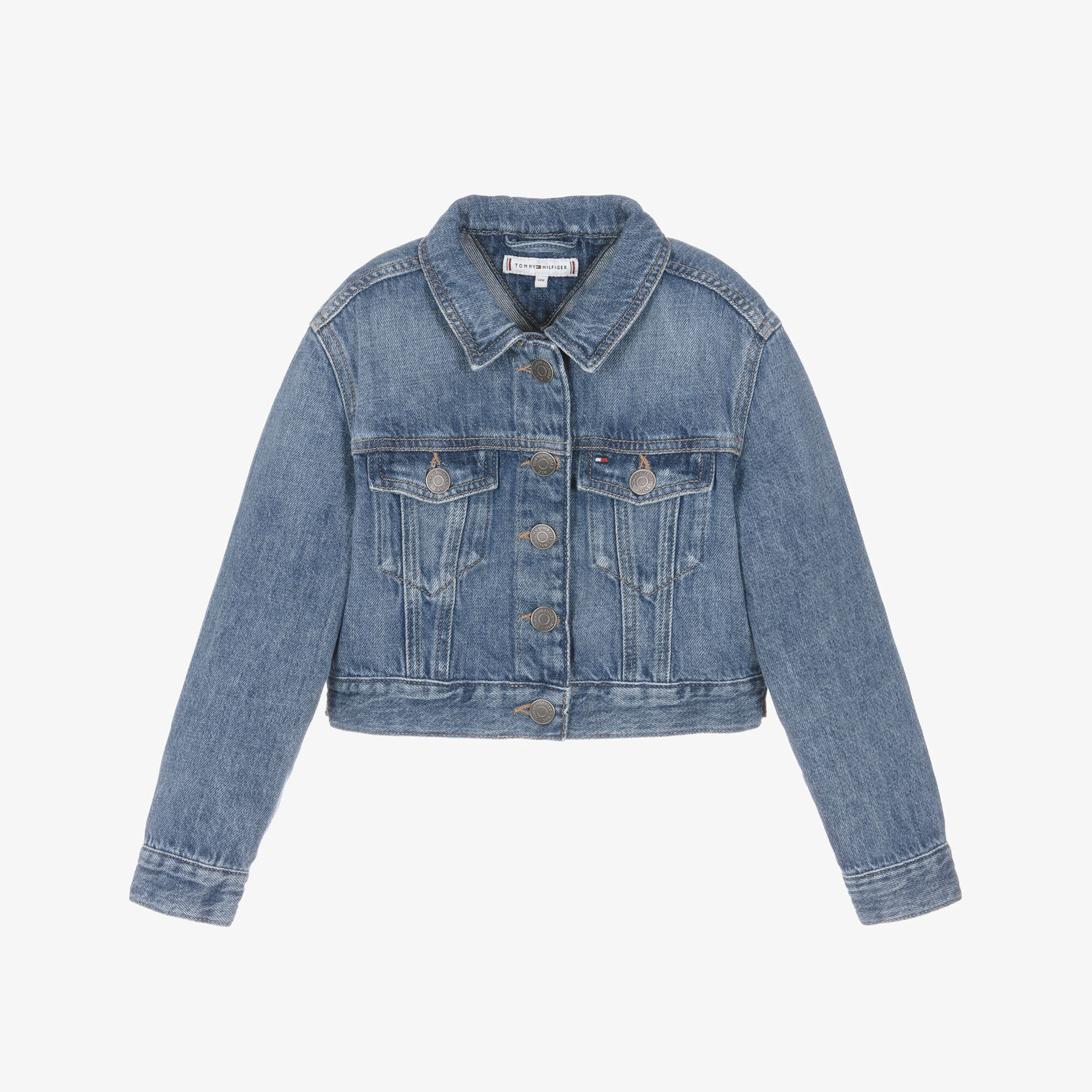 Tommy Hilfiger - Girls Blue Denim Jacket with Star Flag Logo ...