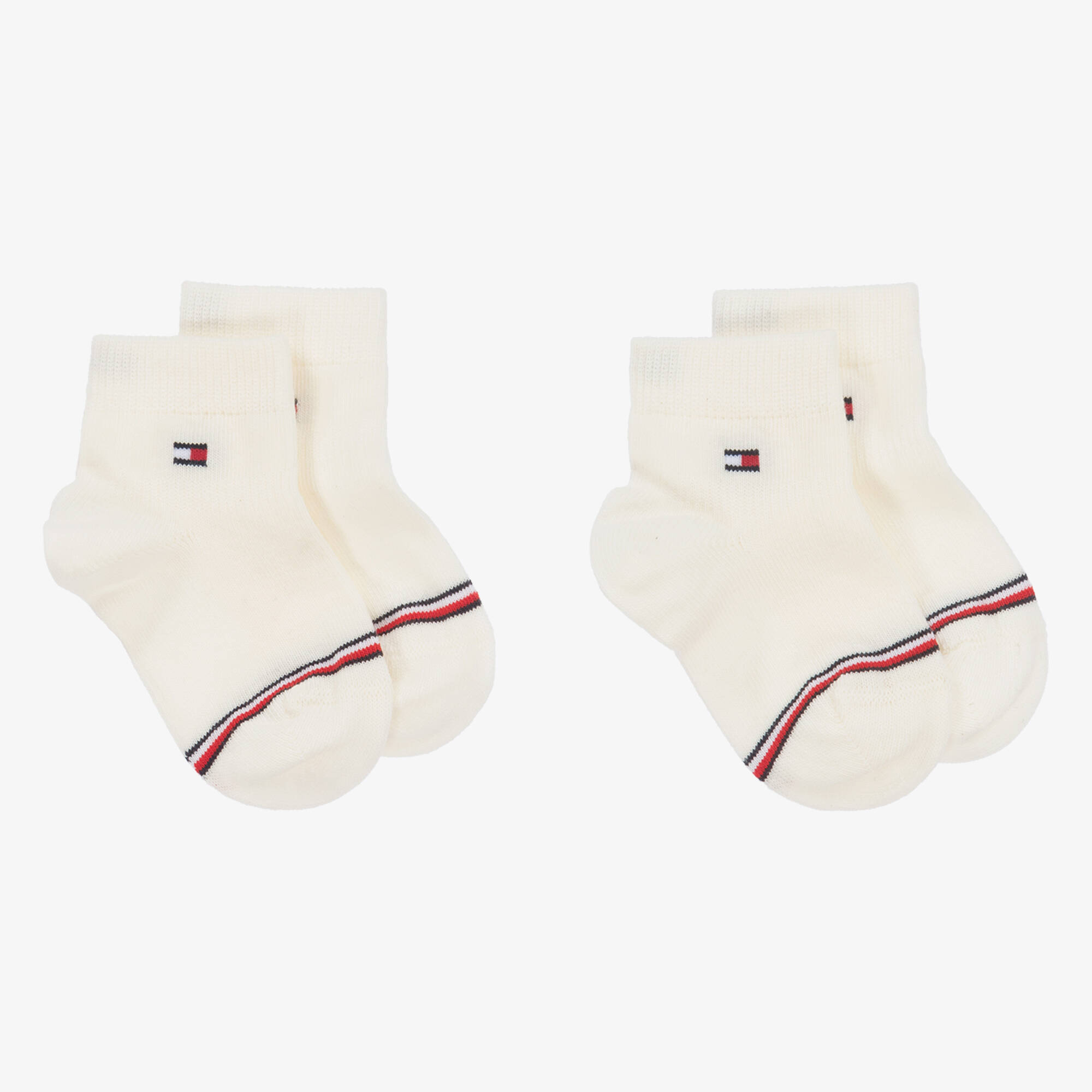 Tommy Hilfiger - Ivory Cotton Ankle Socks (2 Pack) | Childrensalon