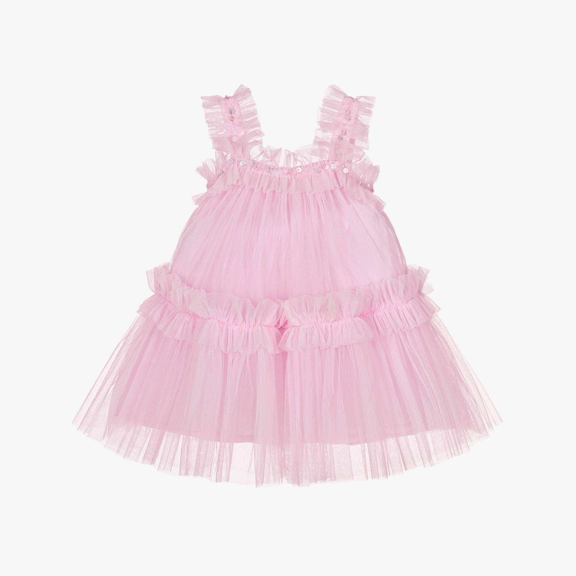 Tutu du Monde-Baby Girls Pink Embellished Tulle Dress Set