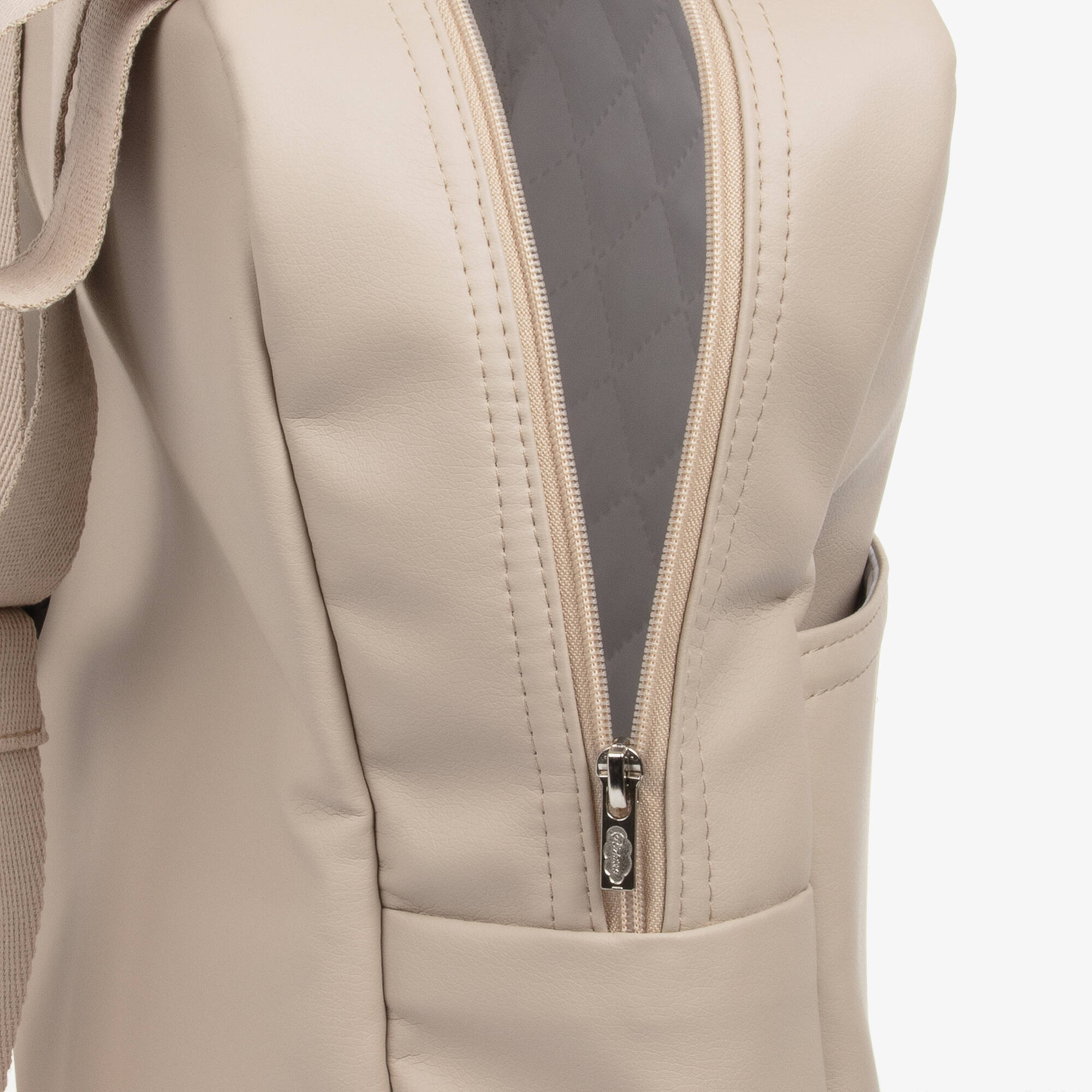 Uzturre - Beige Faux Leather Changing Backpack (37cm) | Childrensalon