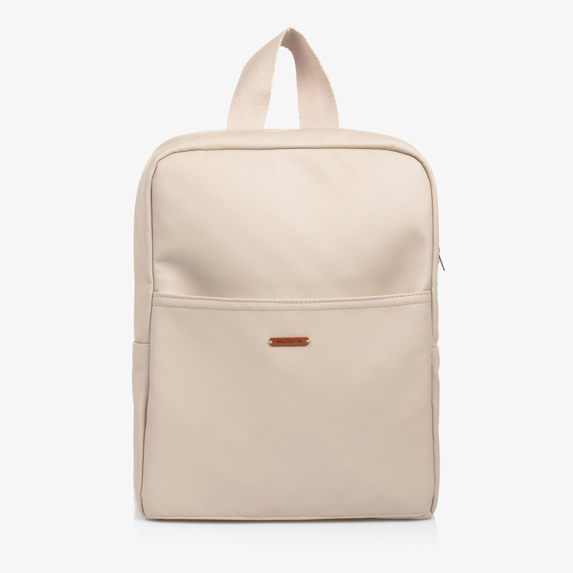 Uzturre - Beige Faux Leather Changing Backpack (37cm) | Childrensalon