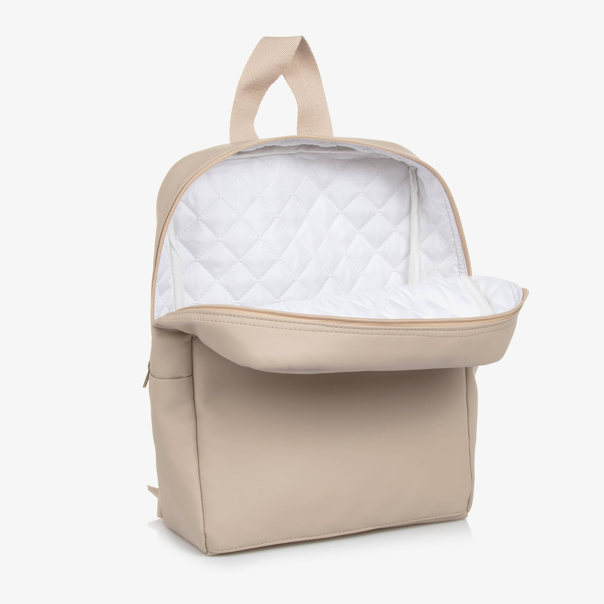 Uzturre - Beige Faux Leather Changing Backpack (37cm) | Childrensalon