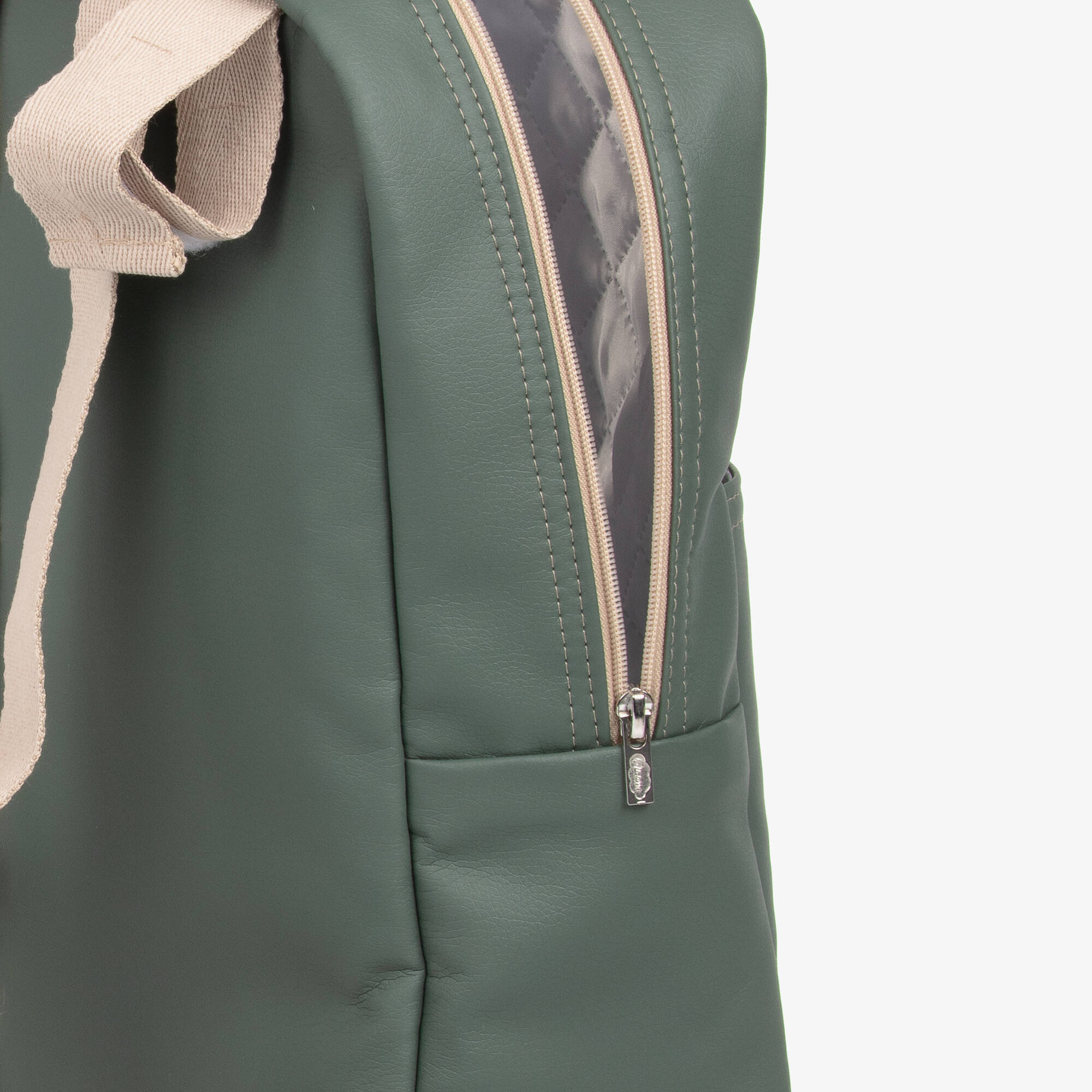 Uzturre - Green Faux Leather Changing Backpack (37cm) | Childrensalon