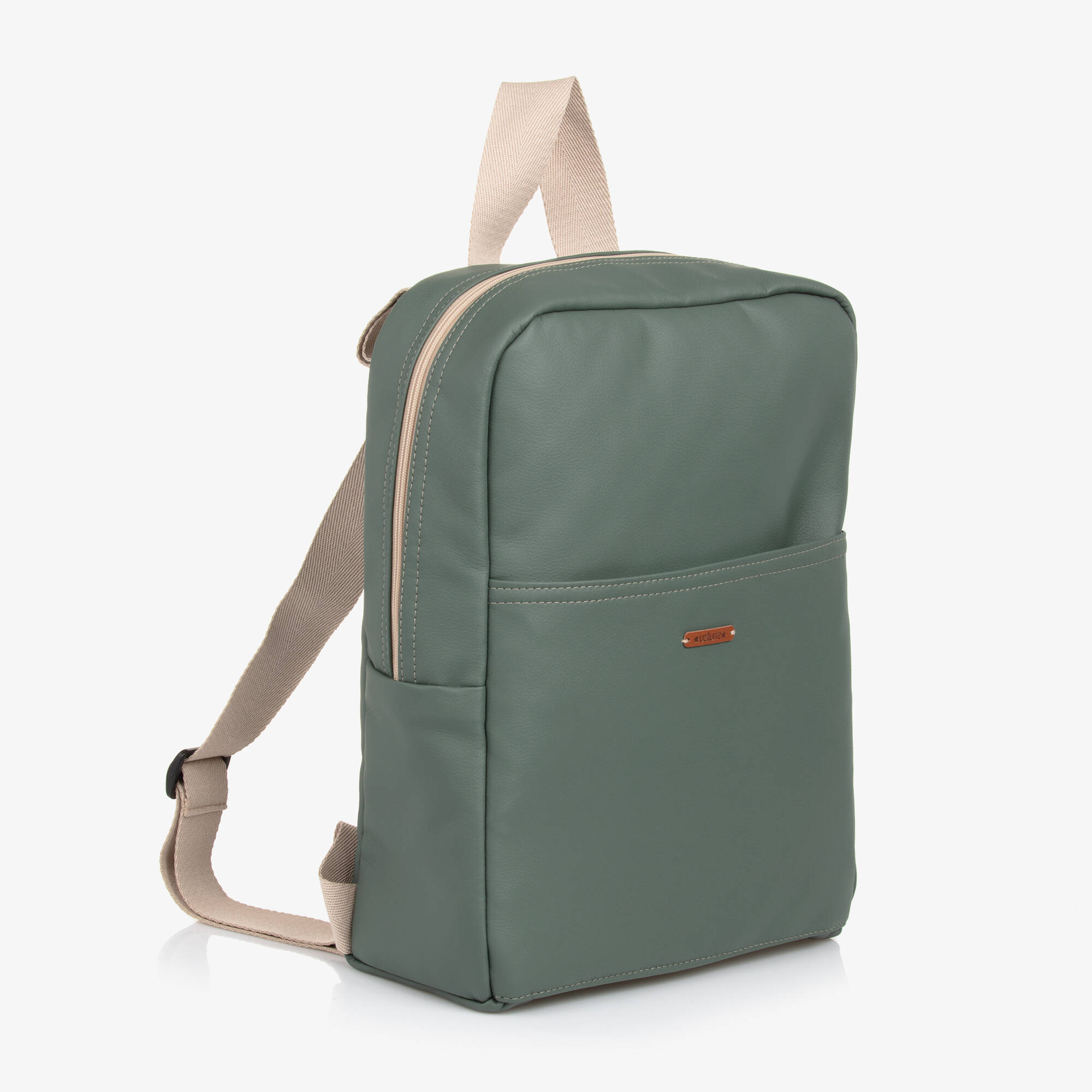Uzturre - Green Faux Leather Changing Backpack (37cm) | Childrensalon