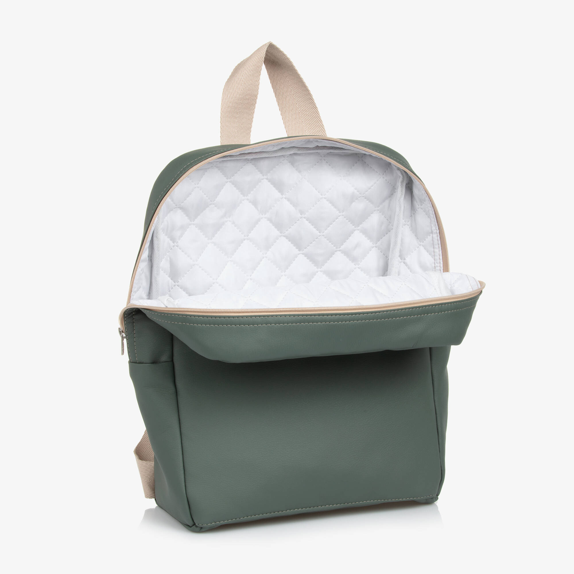 Uzturre - Green Faux Leather Changing Backpack (37cm) | Childrensalon