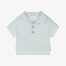Baby Boys Pale Blue Muslin Polo Shirt