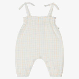 1 + in the family-Baby Girls Ivory Check Cotton Jumpsuit | Childrensalon