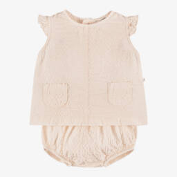 Baby Girls Pale Pink Organic Cotton Shorts Set