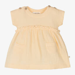 Baby Girls Yellow Cotton Muslin Dress