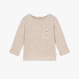 Beige & Ivory Striped Knitted Baby Top