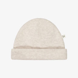 Beige Ribbed Knit Baby Hat
