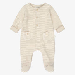 Beige Striped Knit Babygrow