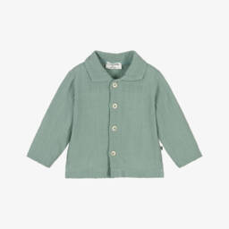Boys Green Cotton Textured Shirt