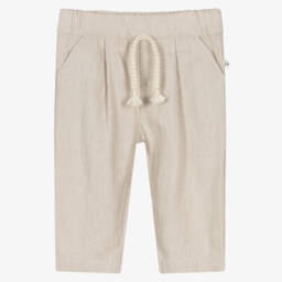 Boys Light Beige Herringbone Trousers
