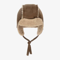 Brown Faux Suede Baby Trapper Hat