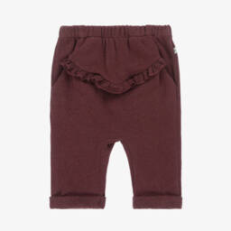 Girls Burgundy Red Knitted Ruffle Trousers