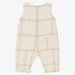1 + in the family-Ivory & Beige Check Cotton Dungarees | Childrensalon