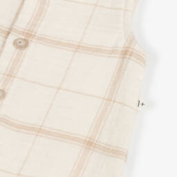 1 + in the family-Ivory & Beige Check Cotton Dungarees | Childrensalon