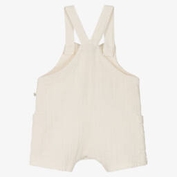 1 + in the family-Ivory Cotton Muslin Dungaree Shorts | Childrensalon