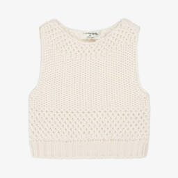 1 + in the family-Ivory Merino Wool Knitted Baby Slipover | Childrensalon