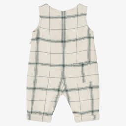 1 + in the family-Ivory & Navy Blue Check Cotton Dungarees | Childrensalon