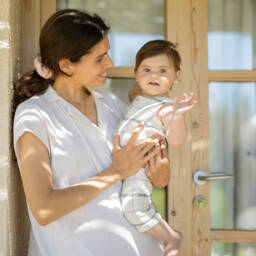 1 + in the family-Ivory & Navy Blue Check Cotton Dungarees | Childrensalon