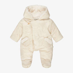 Ivory Padded Snowsuit with Sherpa Fleece Lining