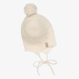1 + in the family-Ivory Wool Knit Pom-Pom Baby Hat | Childrensalon