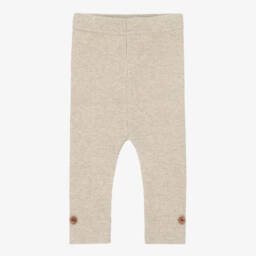 Light Beige Ribbed Jersey Leggings