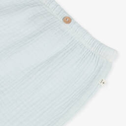 1 + in the family-Pale Blue Cotton Muslin Baby Trousers | Childrensalon