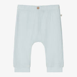 1 + in the family-Pale Blue Cotton Muslin Baby Trousers | Childrensalon