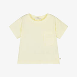 Pale Yellow Cotton Jersey T-Shirt with Chest Pocket