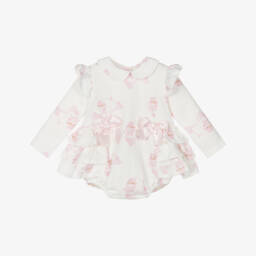 Baby Girls Ivory & Pink Cupcake Print Shortie