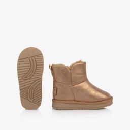 A Dee-Сапоги коричневые металлик из искусственной кожи с бантом для девочек | Childrensalon