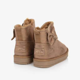 A Dee-Сапоги коричневые металлик из искусственной кожи с бантом для девочек | Childrensalon