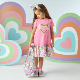 A Dee-Girls Pink Abstract Heart Print Bag (22cm) | Childrensalon