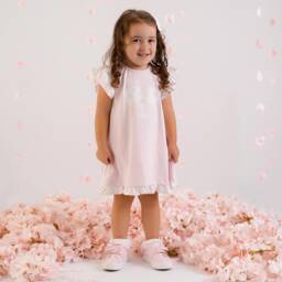 A Dee-Girls Pink Bunny Print Cotton Dress | Childrensalon