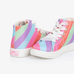 A Dee-Girls Pink & Purple Striped High-Top Trainers | Childrensalon