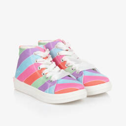A Dee-Girls Pink & Purple Striped High-Top Trainers | Childrensalon