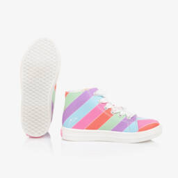 A Dee-Girls Pink & Purple Striped High-Top Trainers | Childrensalon