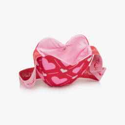 A Dee-Girls Red Neoprene Shoulder Bag with Pink Hearts & Logos (20cm) | Childrensalon