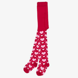 A Dee-Girls Red & Pink Heart Print Tights | Childrensalon