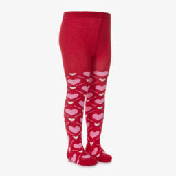 A Dee-Girls Red & Pink Heart Print Tights | Childrensalon