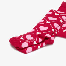 A Dee-Girls Red & Pink Heart Print Tights | Childrensalon